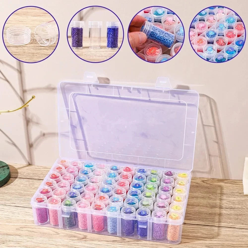 5DDpaints.com arts and crafts kit 60 Bottles and tools 60-Bottle Diamond Painting Drill Storage Case – Bead Organizer Kit with Labels & Funnel