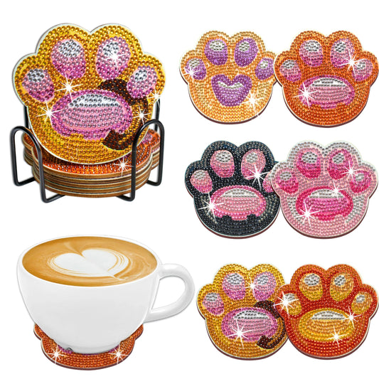 5DDpaints.com arts and crafts kit 6pcs/Set DIY Dog Paw Diamond Painting Coasters