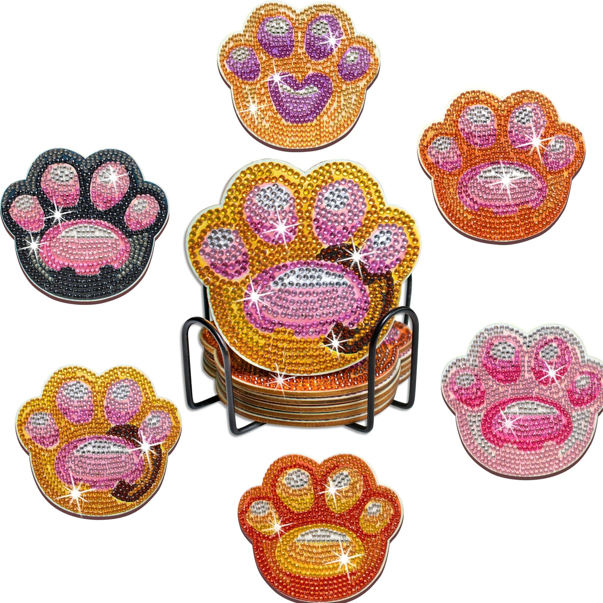 5DDpaints.com arts and crafts kit 6pcs/Set DIY Dog Paw Diamond Painting Coasters