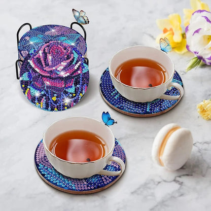 Amazello Art & Craft Kits 8pc/Sets Diamond Painting Coasters For Drinks *** HOLDER IS INCLUDED***