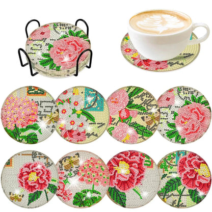 5DDpaints.com arts and crafts kit BD030 / 10x10cm 8pcs Diamond Coasters With Holder Assortment of Designs Part 1