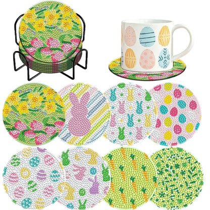 5DDpaints.com arts and crafts kit BD332 / 10x10cm 8pcs Diamond Coasters With Holder Assortment of Designs Part 1