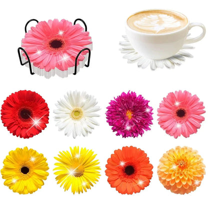 5DDpaints.com arts and crafts kit BD041 / 10x10cm 8pcs Diamond Coasters With Holder Assortment of Designs Part 1