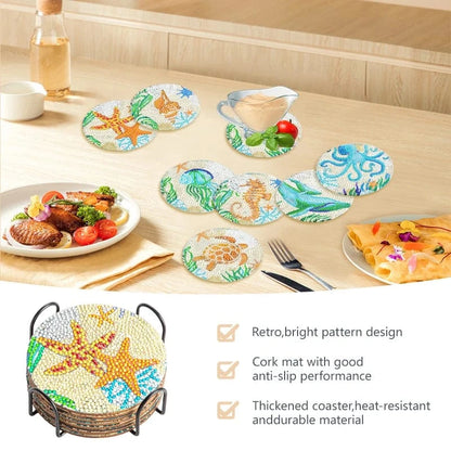 5DDpaints.com arts and crafts kit 8pcs Diamond Coasters With Holder Assortment of Designs Part 1