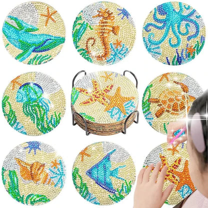 5DDpaints.com arts and crafts kit 8Pcs 2 / 10x10cm 8Pcs DIY Diamond Painting Coasters Assortment Part 2