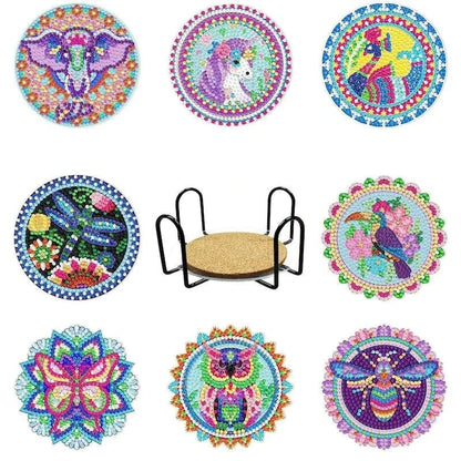 5DDpaints.com arts and crafts kit 8Pcs 3 / 10x10cm 8Pcs DIY Diamond Painting Coasters Assortment Part 2