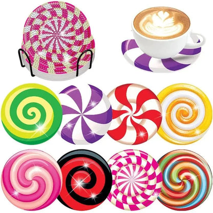 5DDpaints.com arts and crafts kit 8Pcs 11 / 10x10cm 8Pcs DIY Diamond Painting Coasters Assortment Part 2