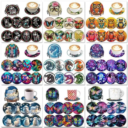 5DDpaints.com arts and crafts kit 8Pcs DIY Diamond Painting Coasters Assortment Part 2