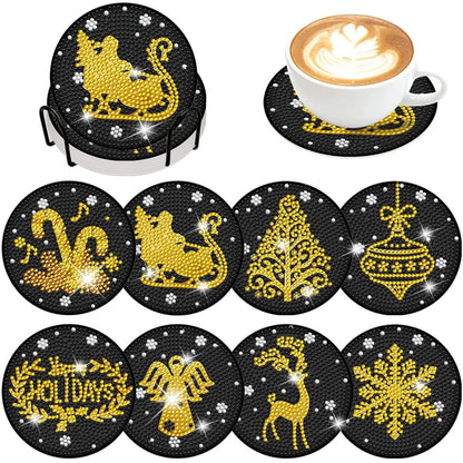 5DDPaints.com Art & Craft Kits BD165 / 10x10cm 8pcs/Set DIY Diamond Painting Coasters