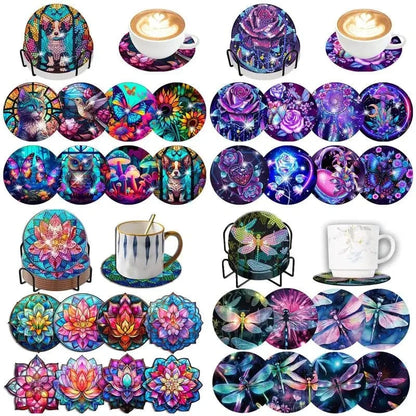5DDPaints.com Art & Craft Kits 8pcs/Set DIY Diamond Painting Coasters