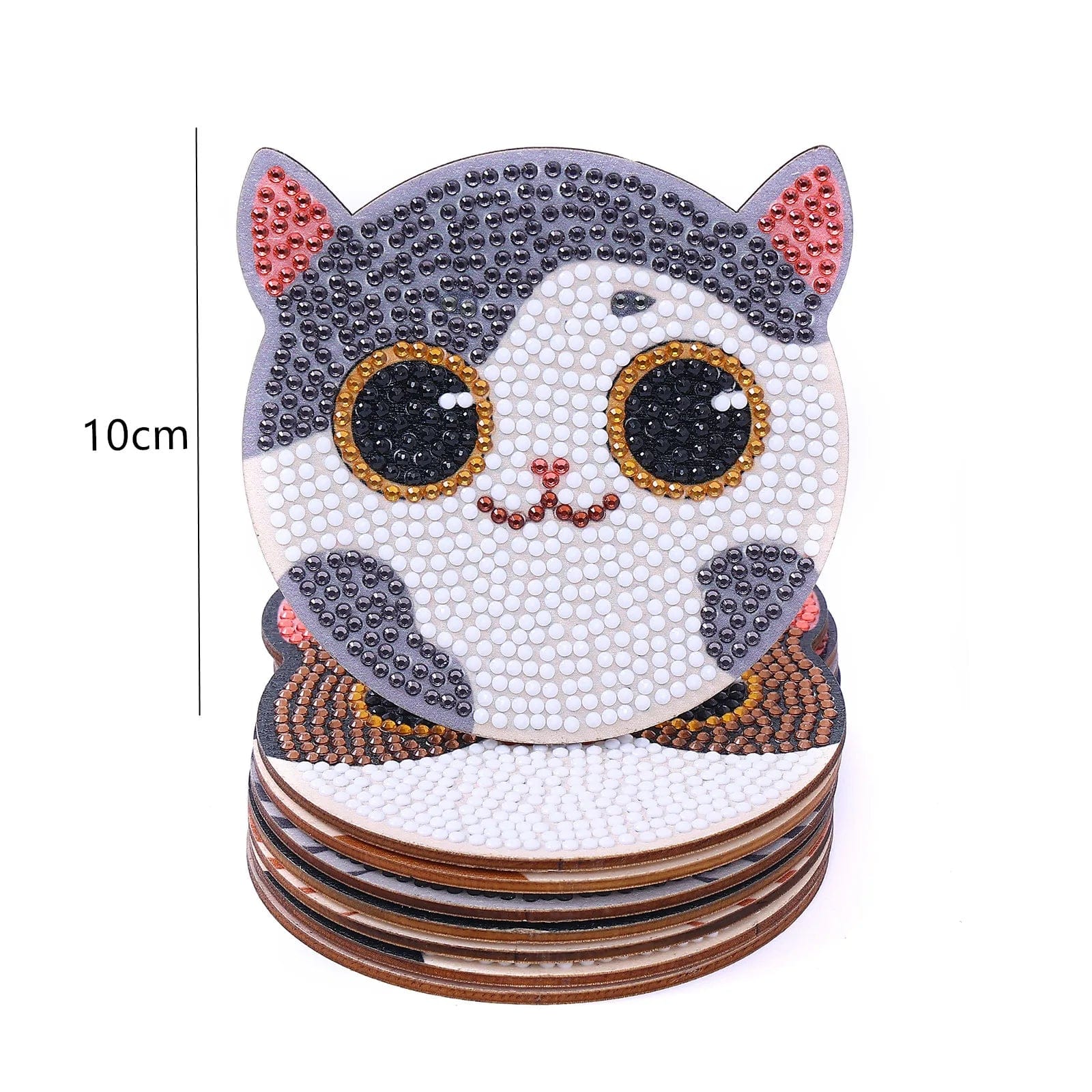 5DDpaints.com arts and crafts kit 8pcs/Set DIY Diamond Painting Coasters Cat with Holder