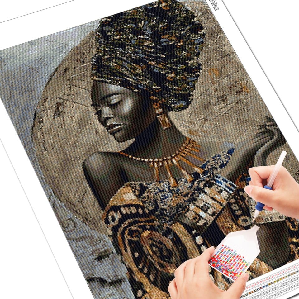 Amazello Art & Craft Kits 5D Diamond Painting African Woman by the Moon