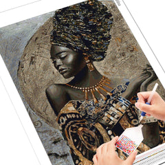 5D Diamond Painting African Woman by the Moon