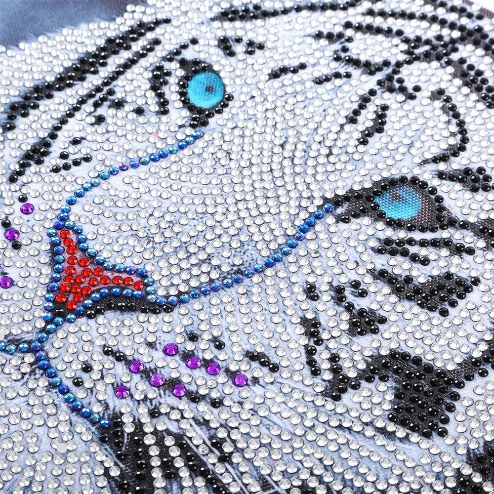 5D Diamond Painting - Partial Drill White Tiger - Sparkling