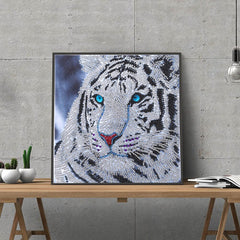5D Diamond Painting - Partial Drill White Tiger - Sparkling