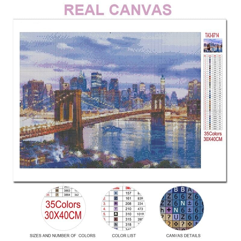 Amazello Art & Craft Kits 5D Diamond Painting City Sky over Bridge