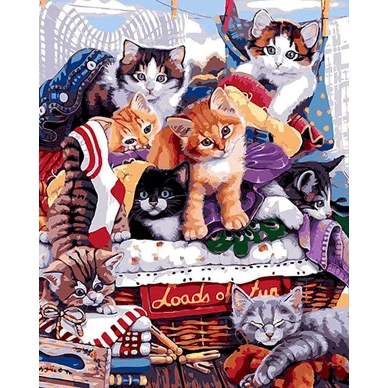 5DDpaints.com arts and crafts kit 99259 / 60x75cm no frame Whimsical Cats Paint by Numbers Collection – DIY Feline Art Kits