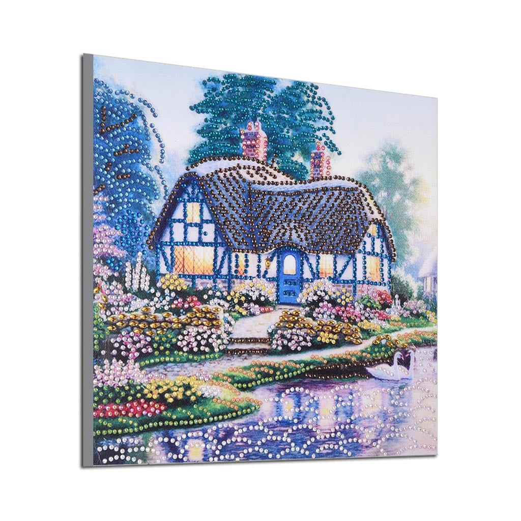 5D Diamond Painting Sparkling Partial Drill - Cottage