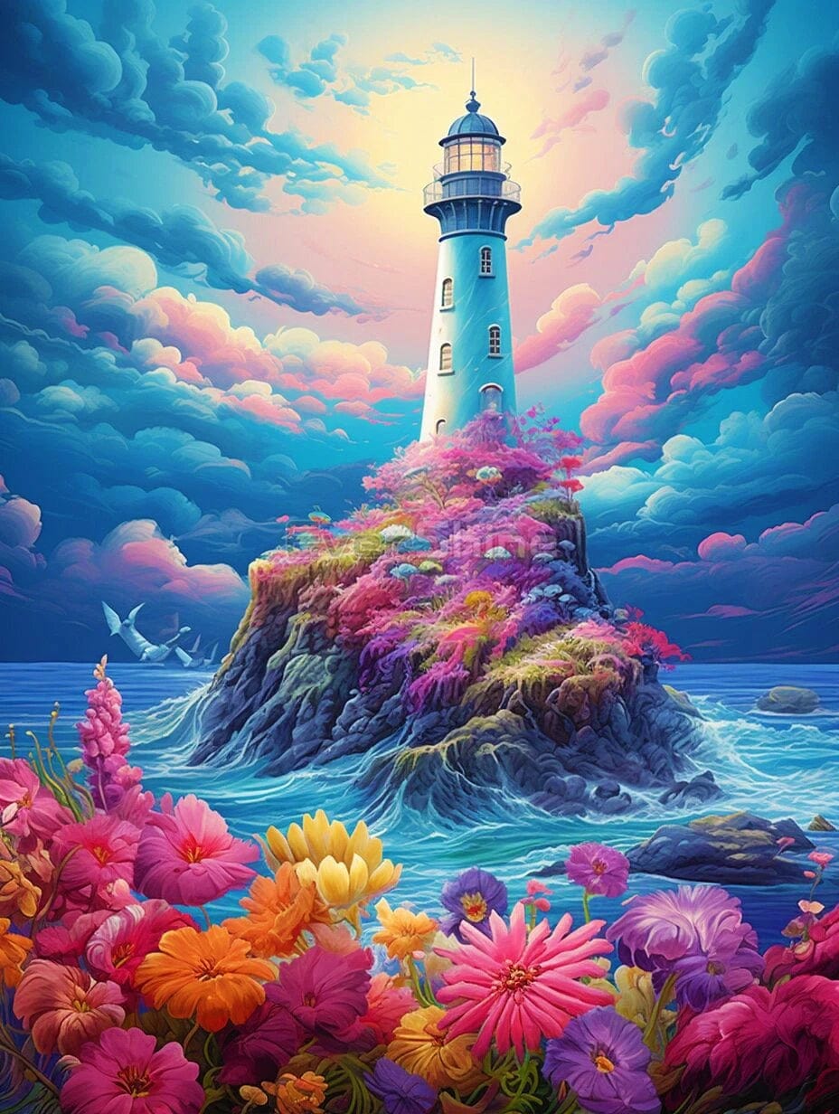 Amazello arts and crafts kit 5267 / Full Square 20X30cm 5D Diamond Painting Magical Lighthouse