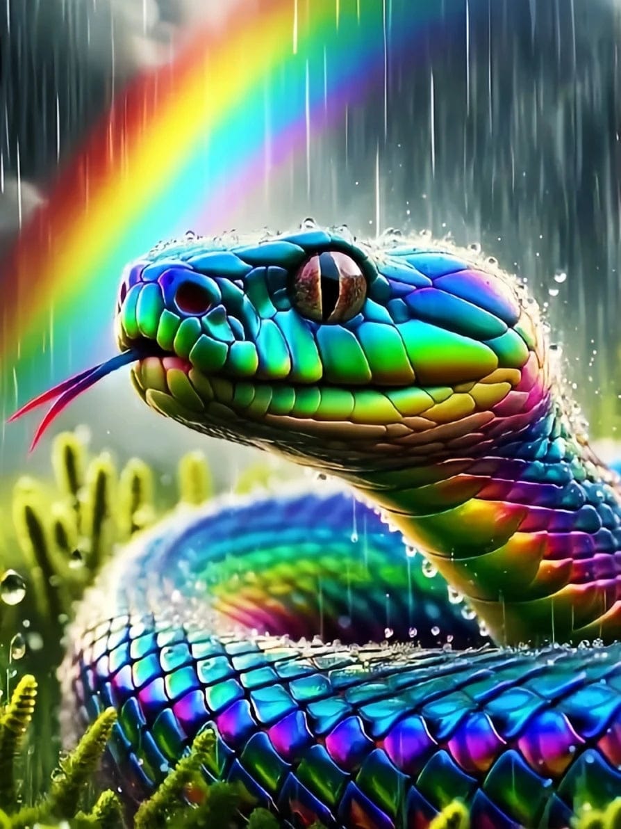 Amazello arts and crafts kit 20x30cm Square Drill 5D Diamond Painting Snake Rainbow