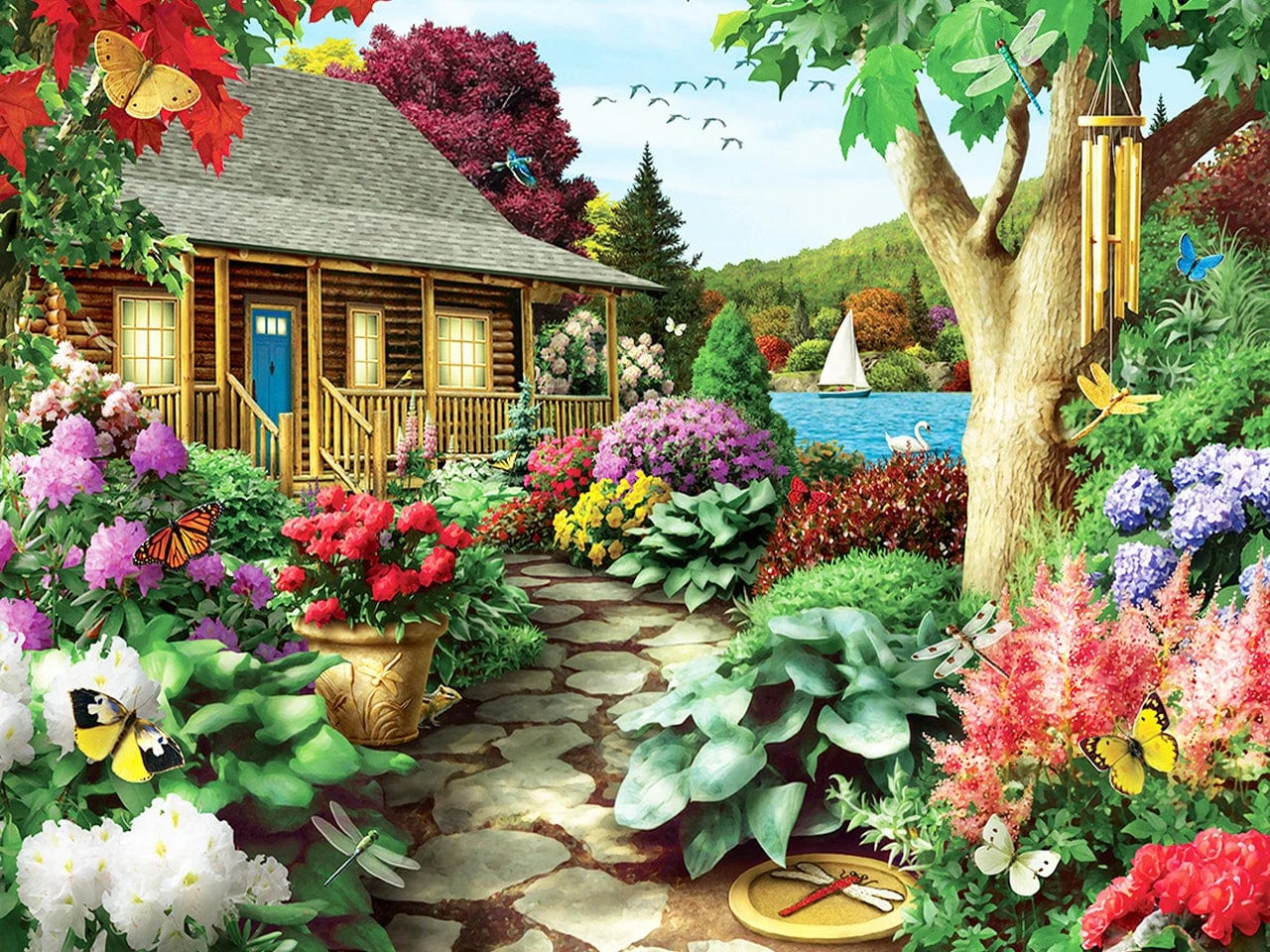 Amazello arts and crafts kit 293 / Full Square 45X60cm 5D Diamond Painting Bright & Beautiful Garden