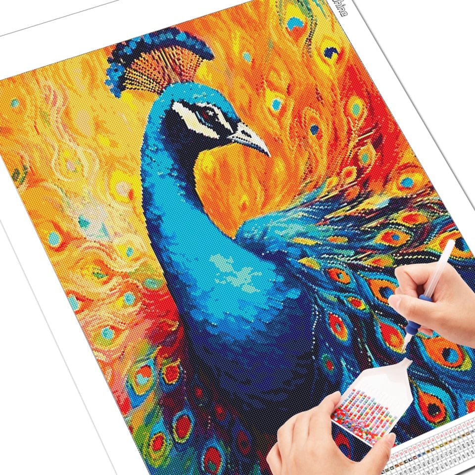 Amazello arts and crafts kit 5D Diamond Painting Fire Peacock