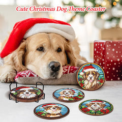 8 Pcs Christmas Dog Diamond Art Painting Coasters Kits
