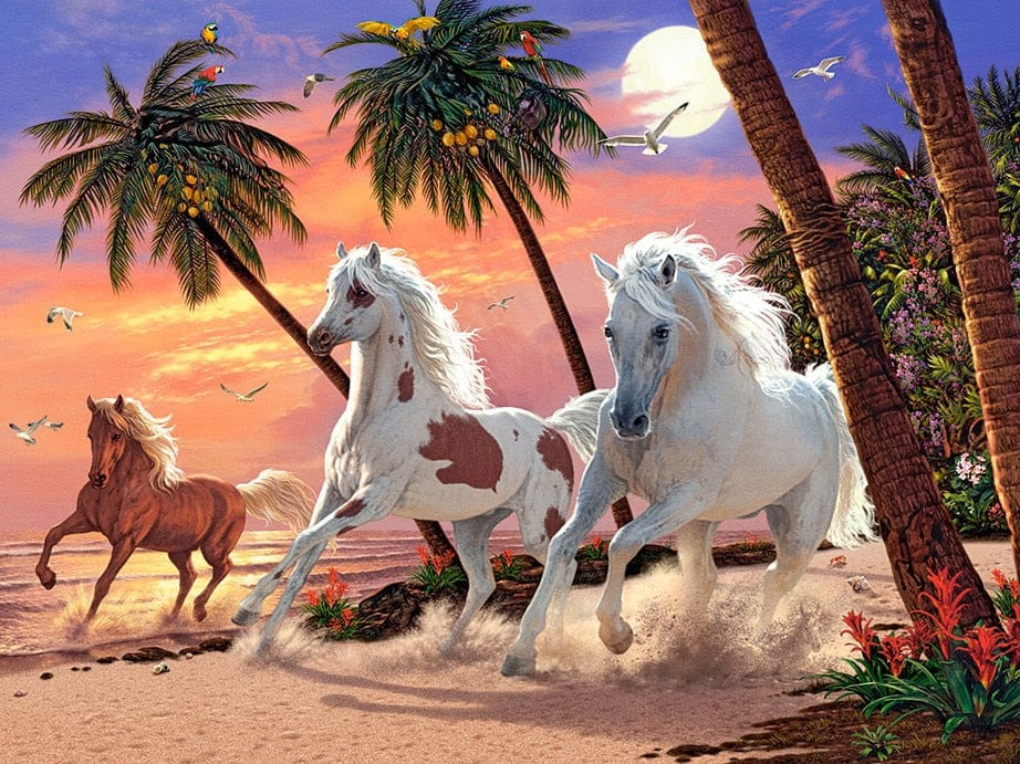 Amazello arts and crafts kit 177 / Square Drill 20x30cm 5D Diamond Painting horses on the Beach Mini Collection