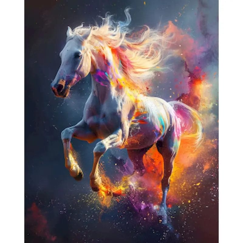 5DDpaints.com arts and crafts kit 9960882 / 30x40cm no frame Colorful Horse Paint by Numbers Kit – Complete DIY Oil Painting Set on Canvas