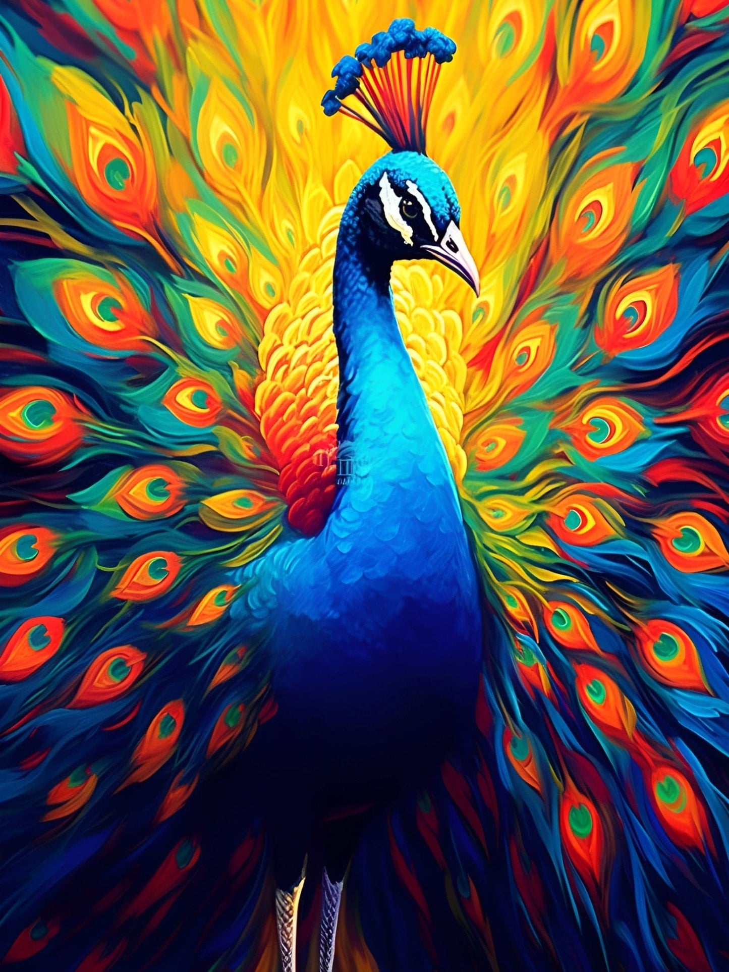 Amazello arts and crafts kit 3887 / Square Drill 20x30cm 5D Diamond Painting Fire Peacock