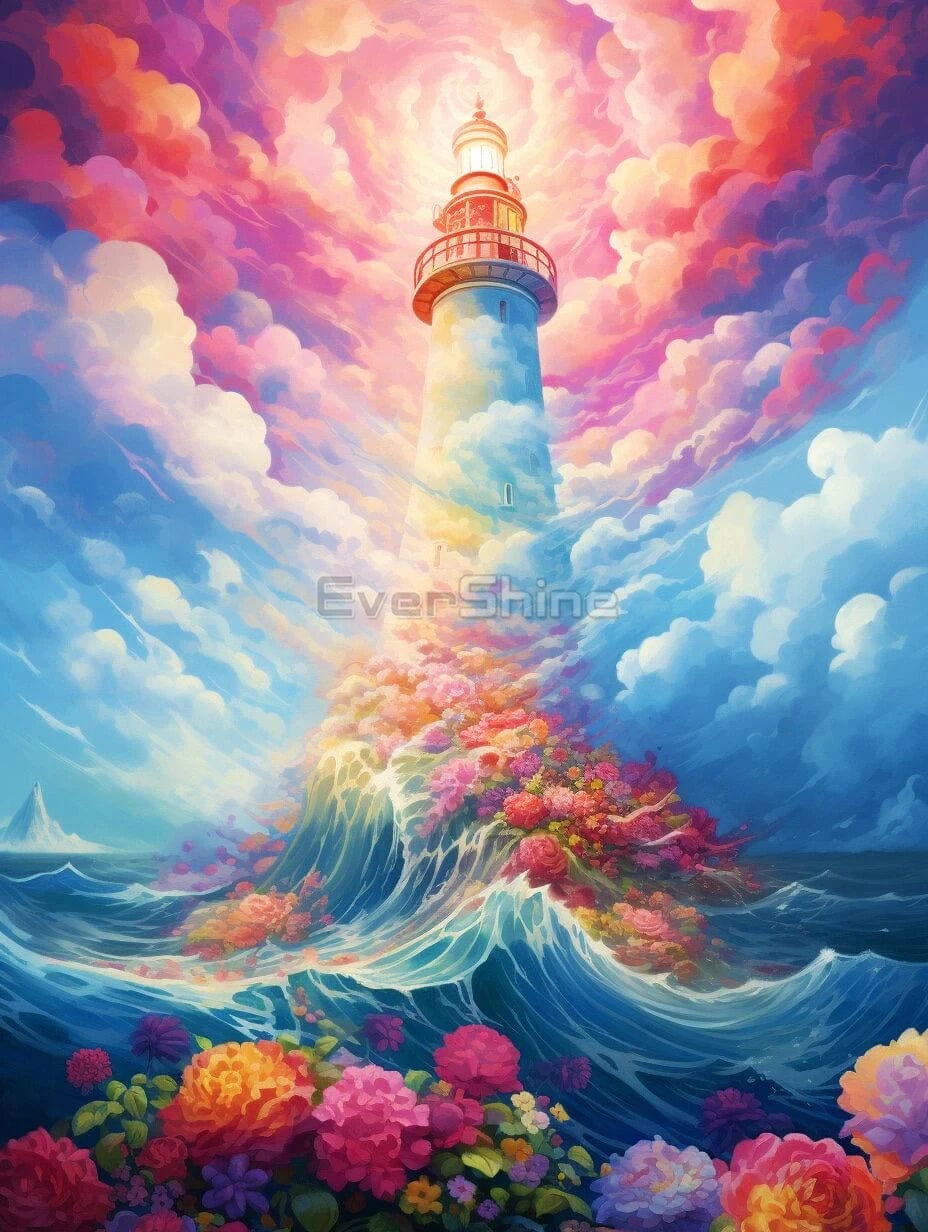 Amazello arts and crafts kit 5271 / Full Square 20X30cm 5D Diamond Painting Magical Lighthouse