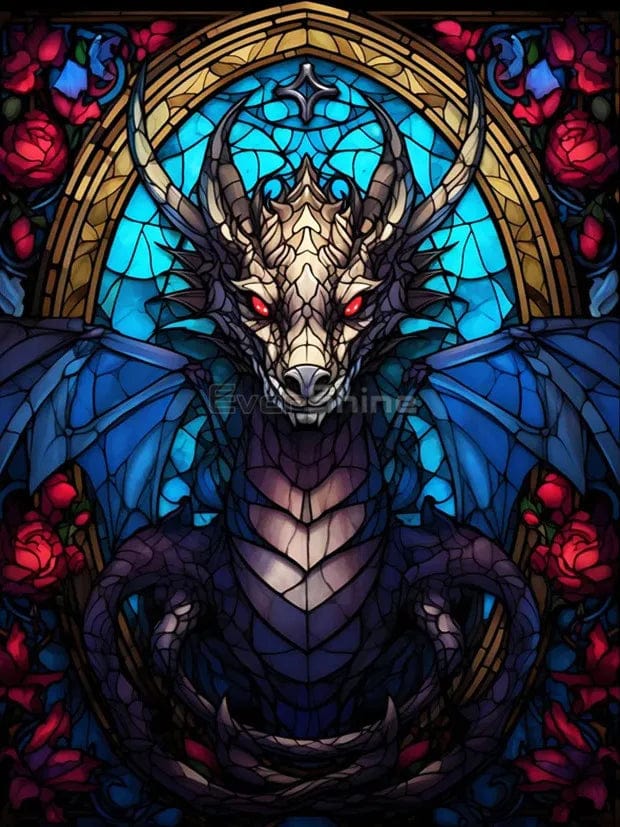 Amazello arts and crafts kit 4212 / Full Square 20X30cm 5D Diamond Painting Stained Glass  Dragon