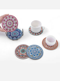 6 Pcs Diamond Painting Kits - Diamond Painting Coasters with Holder - DIY Mandala Coasters