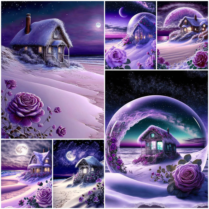 5D Diamond Painting Purple Landscape