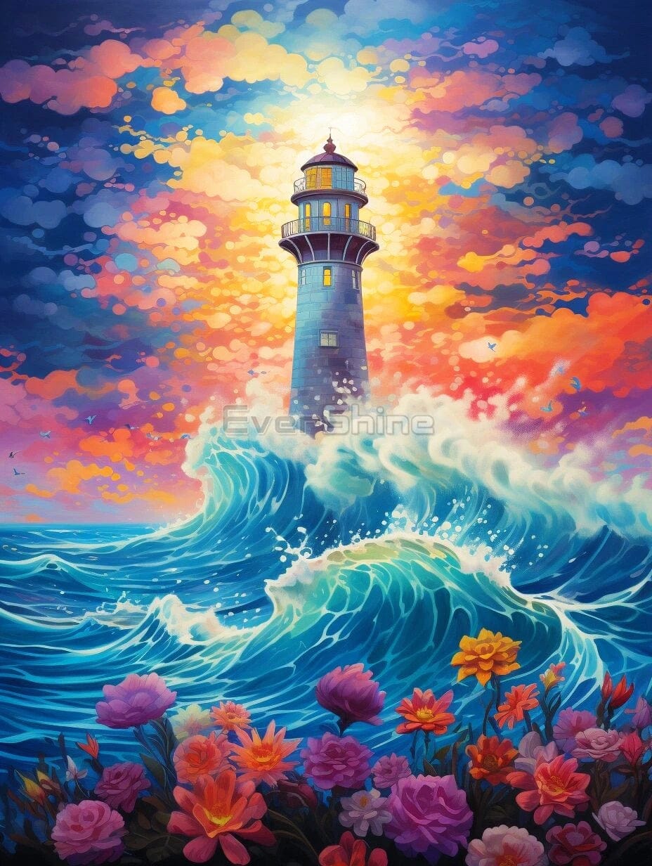 Amazello arts and crafts kit 5266 / Full Square 20X30cm 5D Diamond Painting Magical Lighthouse