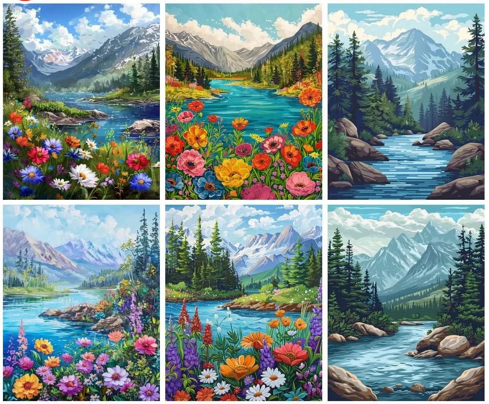 5DDpaints.com arts and crafts kit Majestic Mountains Paint by Numbers Collection - Nature’s Tranquil Escapes