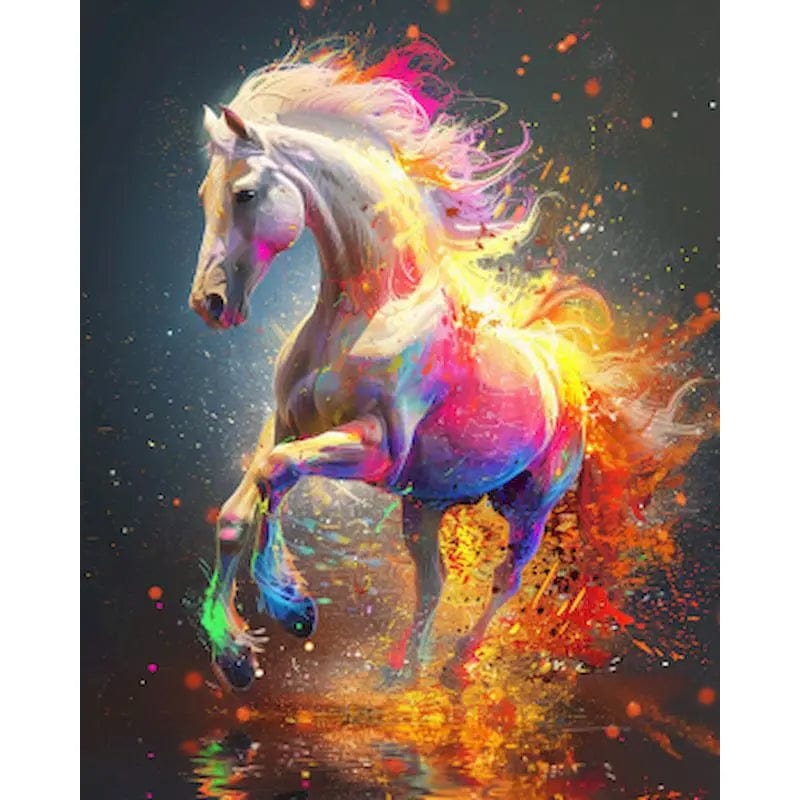 5DDpaints.com arts and crafts kit 9960881 / 30x40cm no frame Colorful Horse Paint by Numbers Kit – Complete DIY Oil Painting Set on Canvas