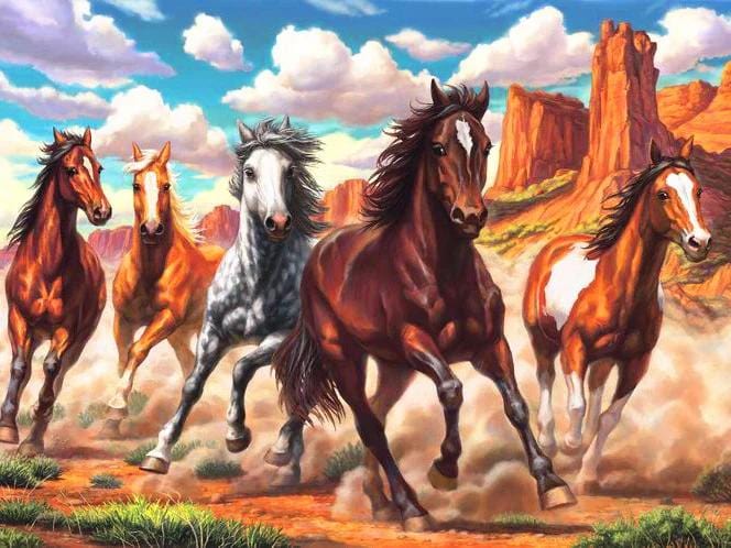 Amazello arts and crafts kit 179 / Square Drill 20x30cm 5D Diamond Painting horses on the Beach Mini Collection