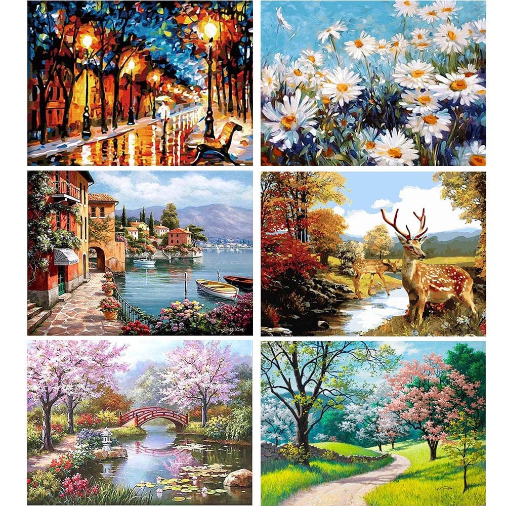 5DDpaints.com arts and crafts kit Scenic Paint by Numbers Collection – Choose from Serene Landscapes and Vibrant Floral Designs