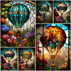 5D Diamond Painting Hot Air Balloon  Stained Glass