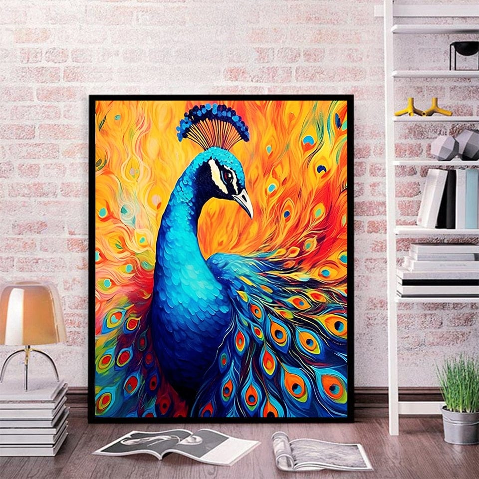 Amazello arts and crafts kit 5D Diamond Painting Fire Peacock