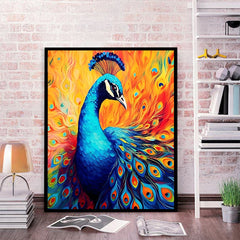 5D Diamond Painting Fire Peacock