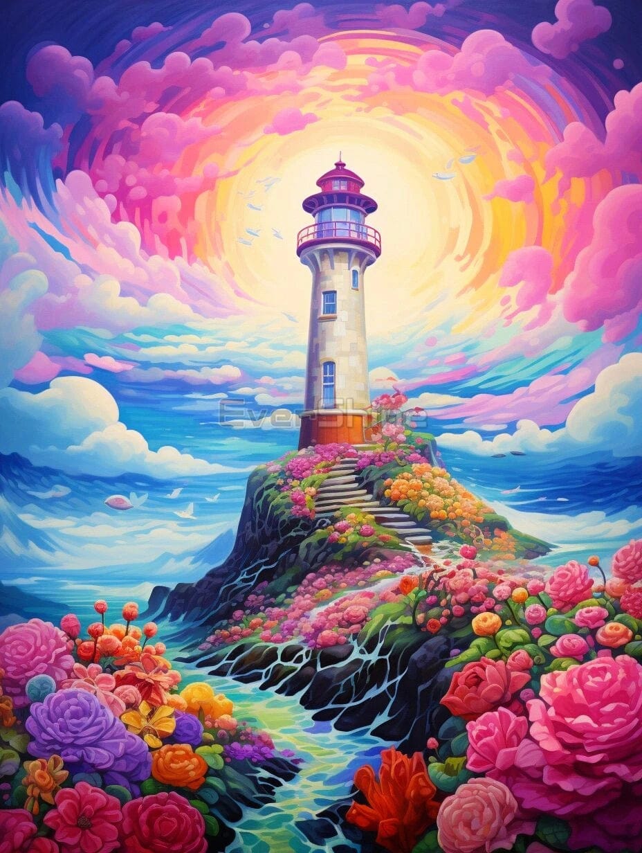 Amazello arts and crafts kit 5268 / Full Square 20X30cm 5D Diamond Painting Magical Lighthouse