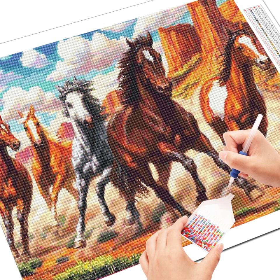 Amazello arts and crafts kit 5D Diamond Painting horses on the Beach Mini Collection