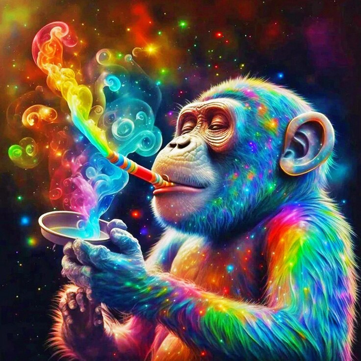 AB Diamond Painting Smoking Chimp