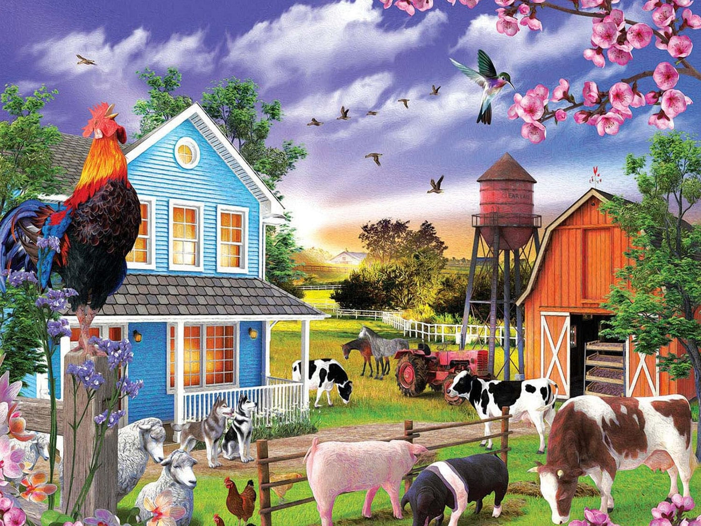 Amazello arts and crafts kit Full Square 20X30cm 5D Diamond Painting On the Farm