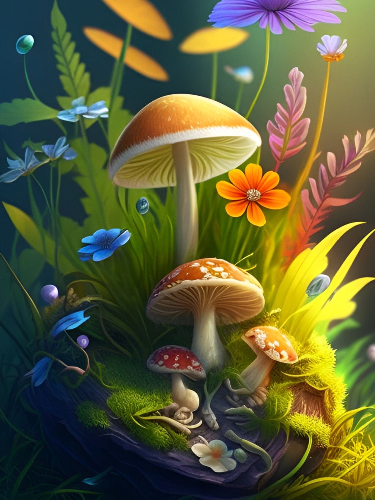 Amazello arts and crafts kit 6340 / Full Square 20X30cm 5D Diamond Painting Magical Mushrooms