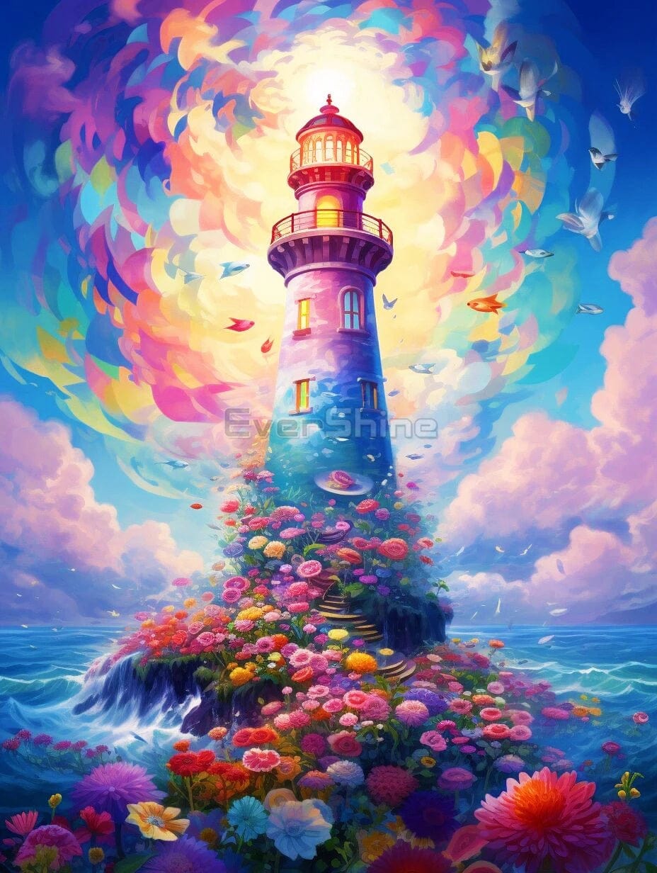 Amazello arts and crafts kit 5269 / Full Square 20X30cm 5D Diamond Painting Magical Lighthouse