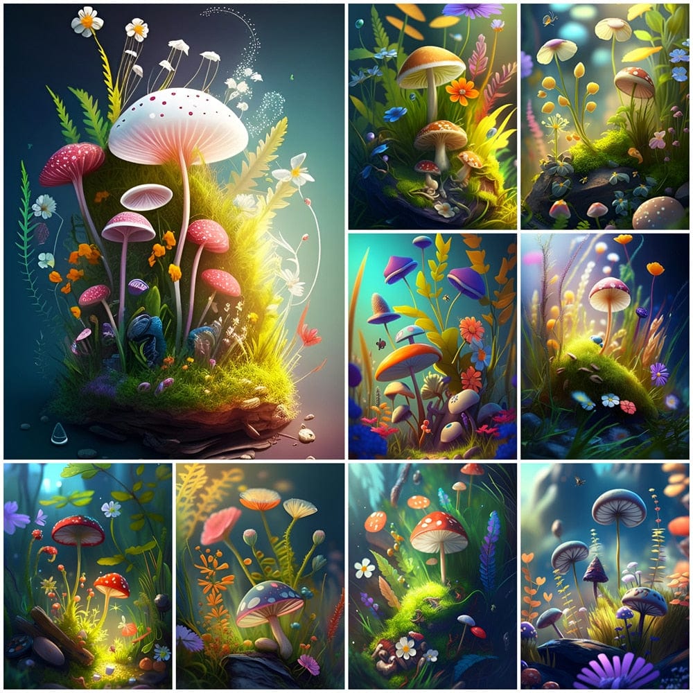 Amazello arts and crafts kit 5D Diamond Painting Magical Mushrooms