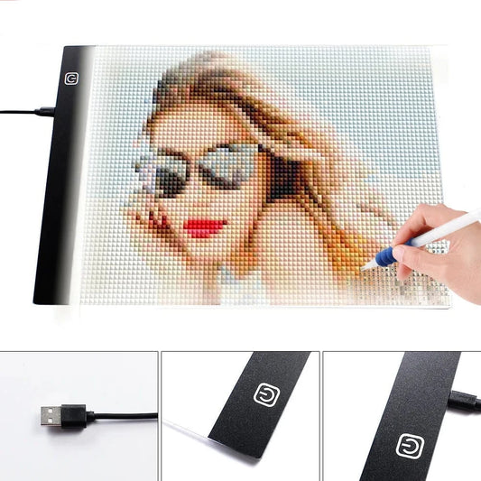 5DDpaints.com arts and crafts kit A4 A4 LED Light Pad for Diamond Painting – Ultra-Thin, Dimmable 3-Level Brightness